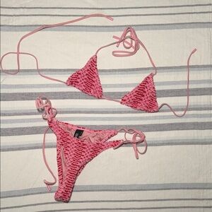Triangl Swimwear Pink Crochet Bikini